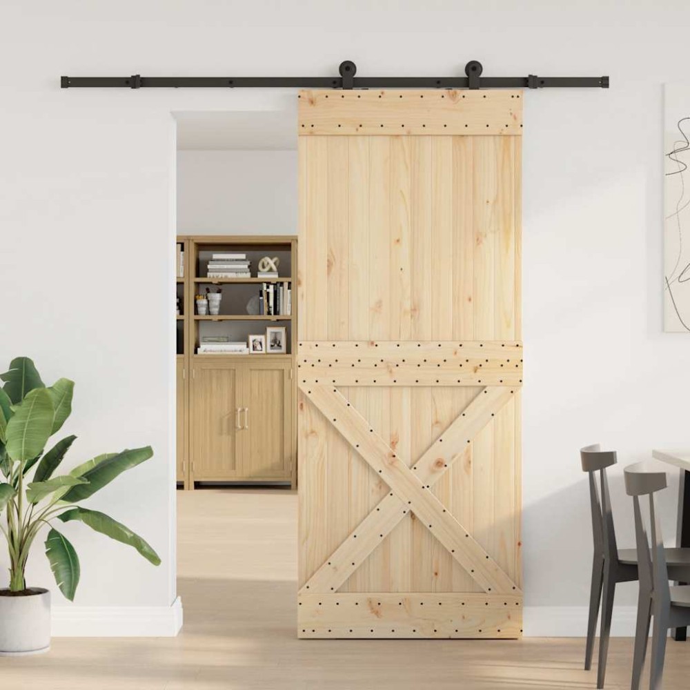 vidaXL Ușă glisantă cu set de feronerie 95x210 cm, lemn masiv de pin