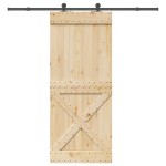 vidaXL Ușă glisantă cu set de feronerie 95x210 cm, lemn masiv de pin