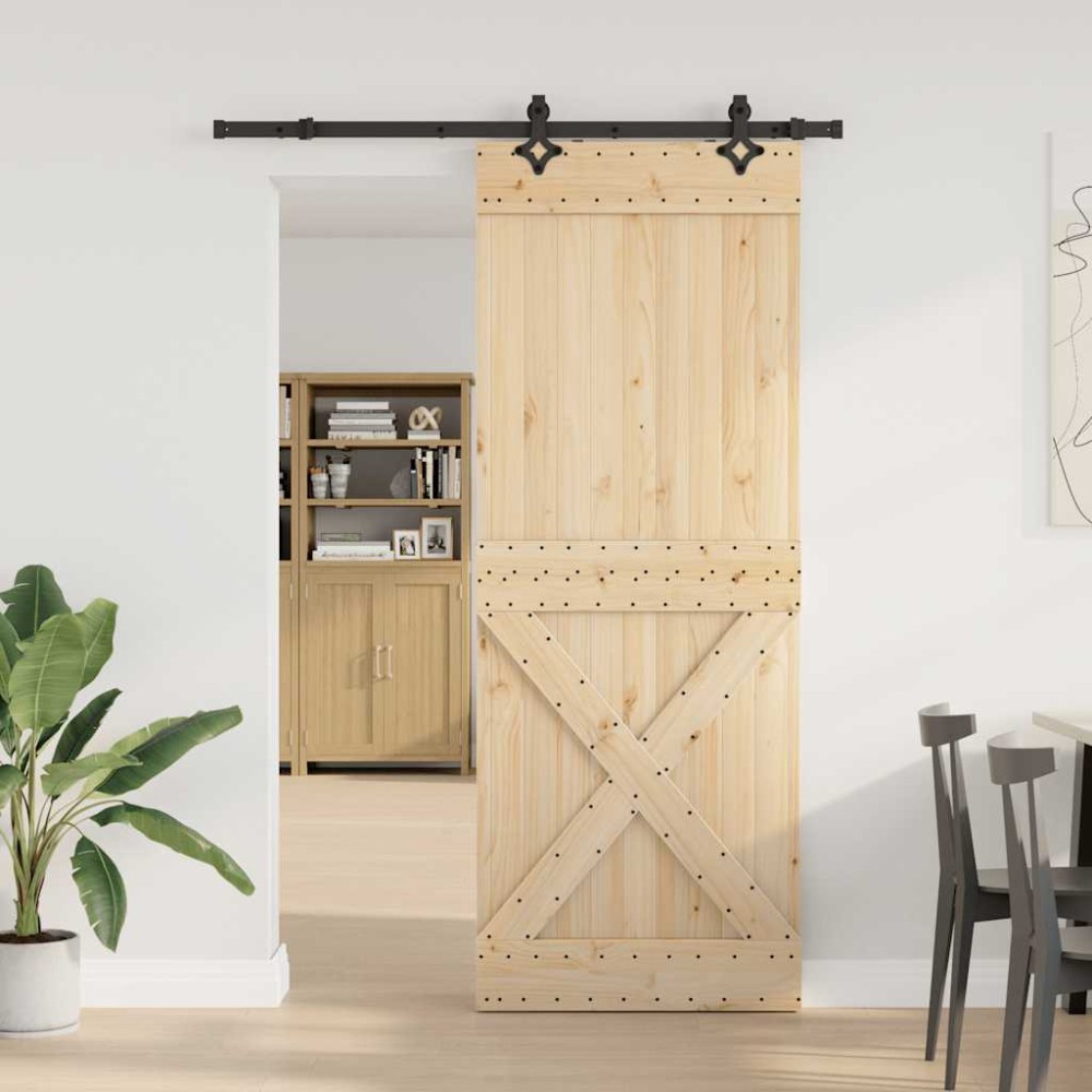 vidaXL Ușă glisantă cu set de feronerie 85x210 cm, lemn masiv de pin