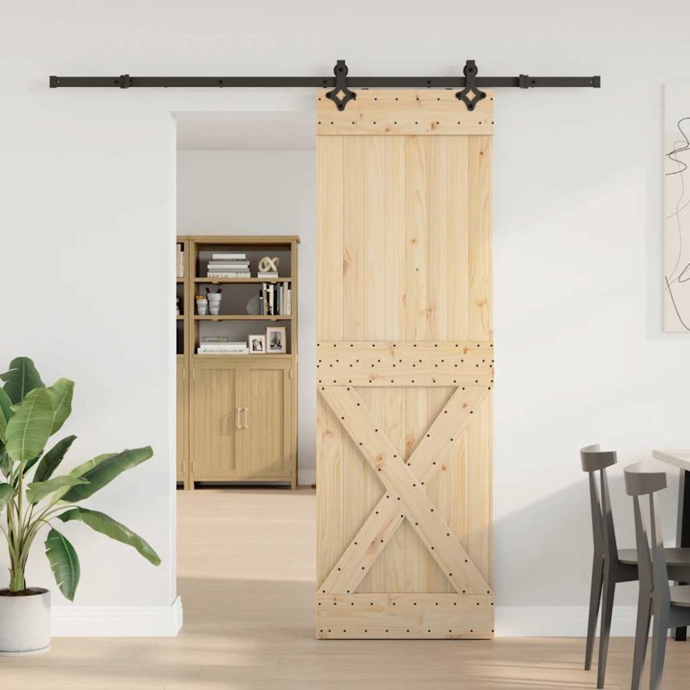 vidaXL Ușă glisantă cu set de feronerie 70x210 cm, lemn masiv de pin