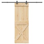vidaXL Ușă glisantă cu set de feronerie 80x210 cm, lemn masiv de pin vidaXL Ușă glisantă cu set de feronerie 80x210 cm, lemn masiv de pin
