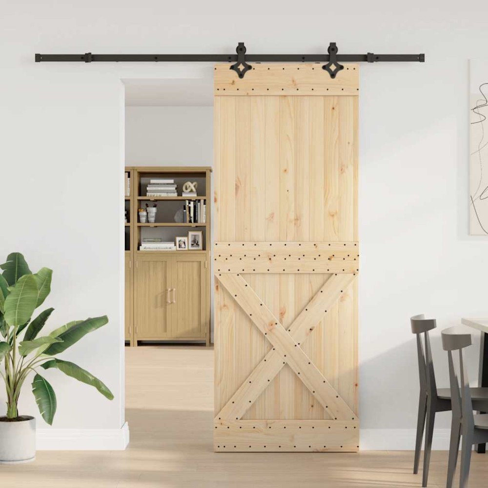 vidaXL Ușă glisantă cu set de feronerie 85x210 cm, lemn masiv de pin