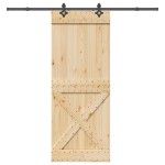 vidaXL Ușă glisantă cu set feronerie, 90x210 cm, lemn masiv de pin vidaXL Ușă glisantă cu set feronerie, 90x210 cm, lemn masiv de pin