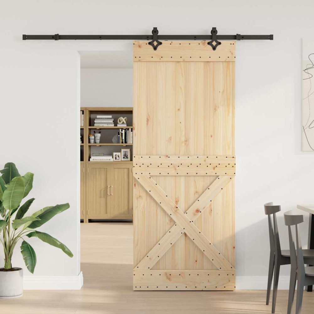 vidaXL Ușă glisantă cu set de feronerie 95x210 cm, lemn masiv de pin