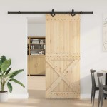 vidaXL Ușă glisantă cu set de feronerie 95x210 cm, lemn masiv de pin vidaXL Ușă glisantă cu set de feronerie 95x210 cm, lemn masiv de pin