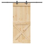 vidaXL Ușă glisantă cu set feronerie, 100x210 cm, lemn masiv de pin vidaXL Ușă glisantă cu set feronerie, 100x210 cm, lemn masiv de pin
