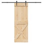 vidaXL Ușă glisantă cu set de feronerie 80x210 cm, lemn masiv de pin vidaXL Ușă glisantă cu set de feronerie 80x210 cm, lemn masiv de pin
