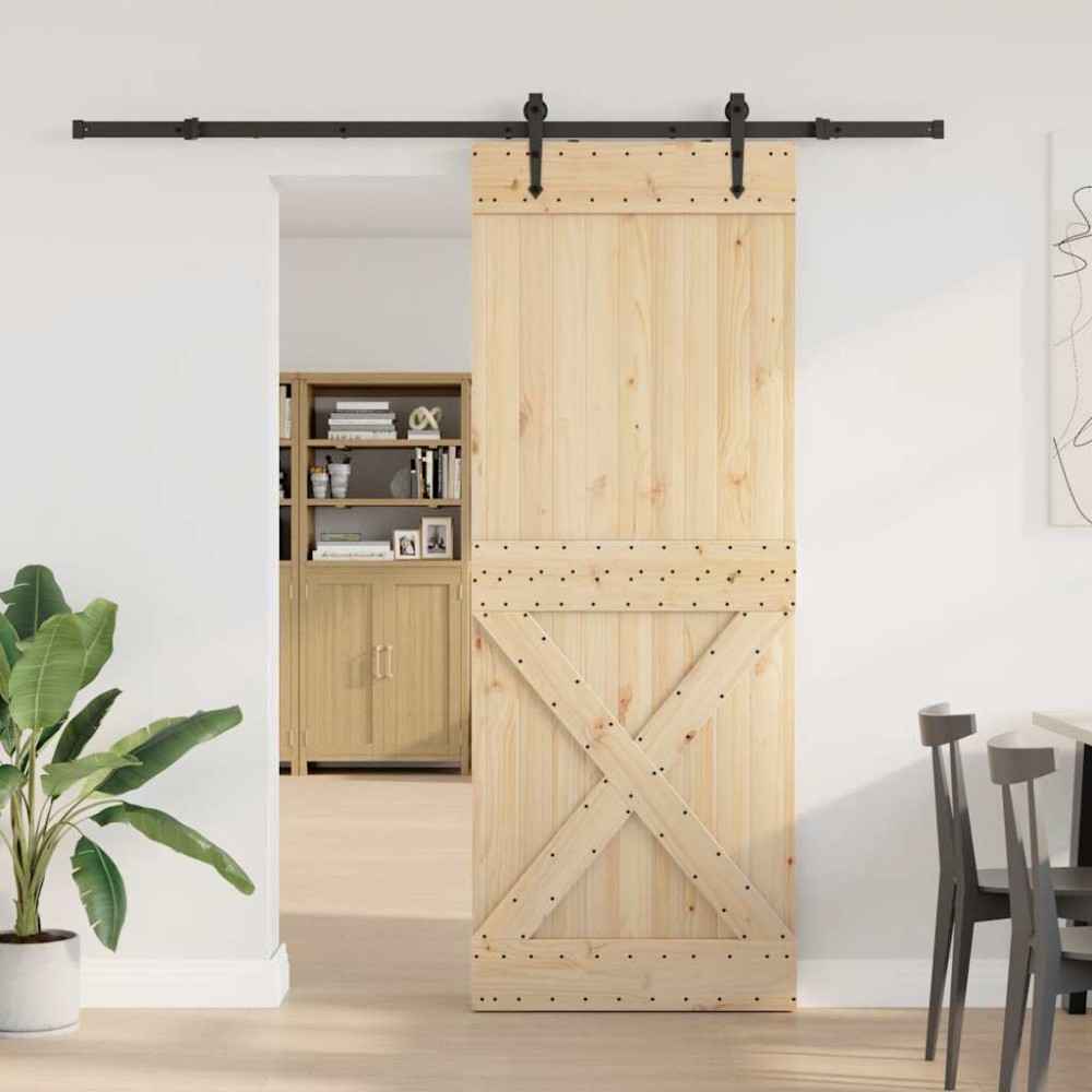 vidaXL Ușă glisantă cu set de feronerie 85x210 cm, lemn masiv de pin
