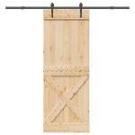 vidaXL Ușă glisantă cu set de feronerie 85x210 cm, lemn masiv de pin vidaXL Ușă glisantă cu set de feronerie 85x210 cm, lemn masiv de pin