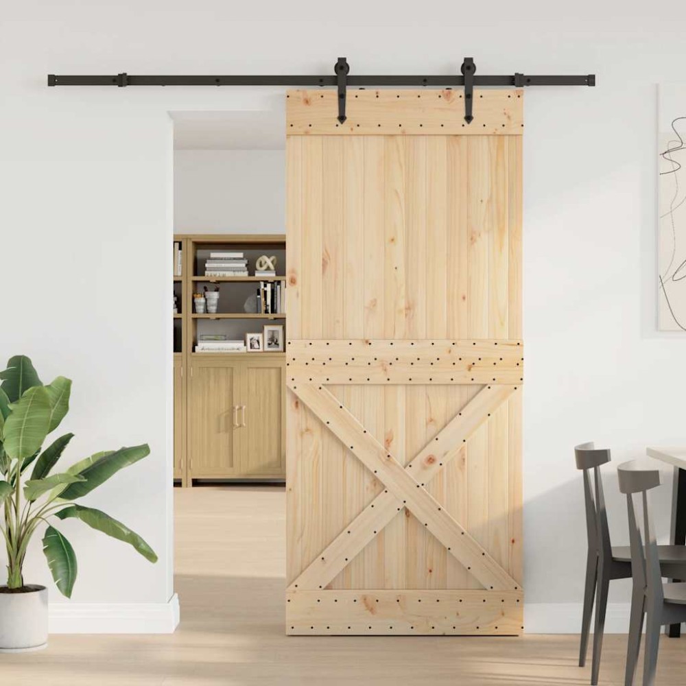 vidaXL Ușă glisantă cu set feronerie, 90x210 cm, lemn masiv de pin