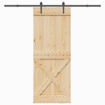 vidaXL Ușă glisantă cu set feronerie, 90x210 cm, lemn masiv de pin vidaXL Ușă glisantă cu set feronerie, 90x210 cm, lemn masiv de pin