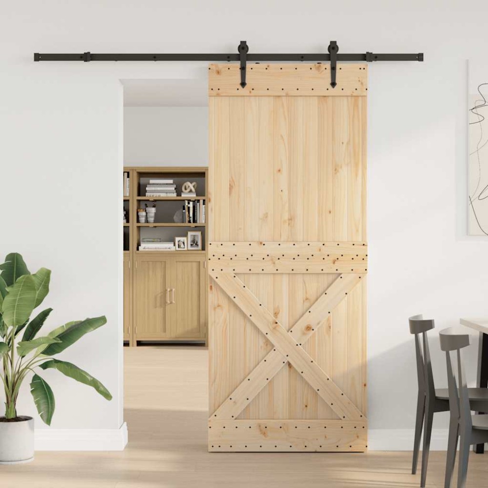 vidaXL Ușă glisantă cu set de feronerie 95x210 cm, lemn masiv de pin