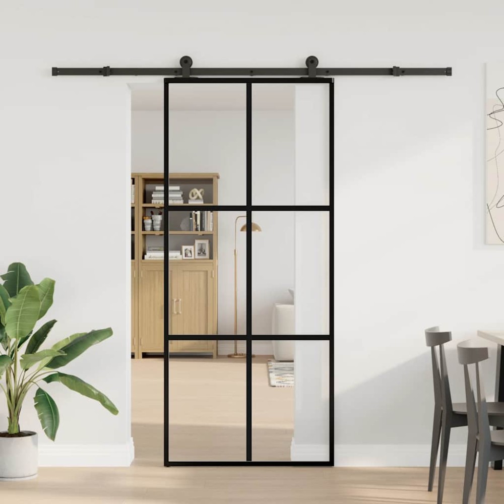 vidaXL Ușă glisantă cu set feronerie, 90x205 cm, sticlă ESG/aluminiu