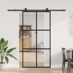 vidaXL Ușă glisantă cu set feronerie 102x205 cm ESG sticlă și aluminiu