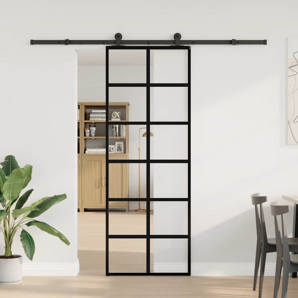 vidaXL Ușă glisantă cu set feronerie, 76x205 cm, sticlă ESG/aluminiu