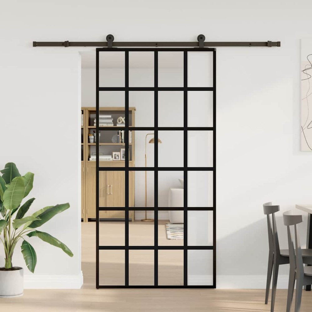 vidaXL Ușă glisantă cu set feronerie 102x205 cm ESG sticlă și aluminiu
