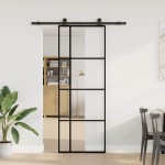 vidaXL Ușă glisantă cu set feronerie, 76x205 cm, sticlă ESG/aluminiu vidaXL Ușă glisantă cu set feronerie, 76x205 cm, sticlă ESG/aluminiu