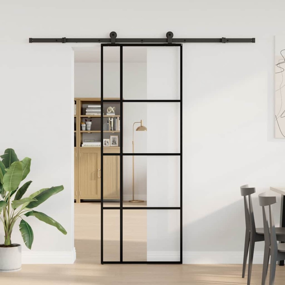 vidaXL Ușă glisantă cu set feronerie, 76x205 cm, sticlă ESG/aluminiu
