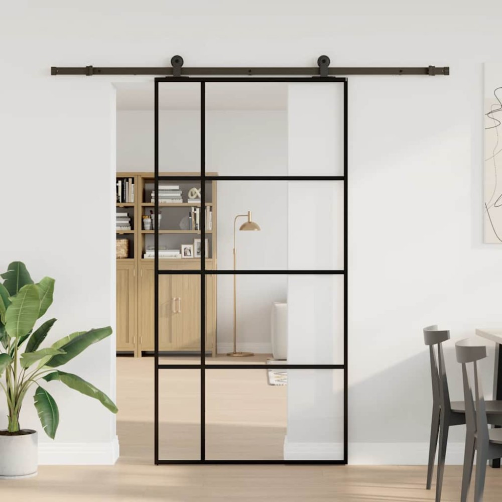 vidaXL Ușă glisantă cu set feronerie 102,5x205 cm sticlă ESG/aluminiu