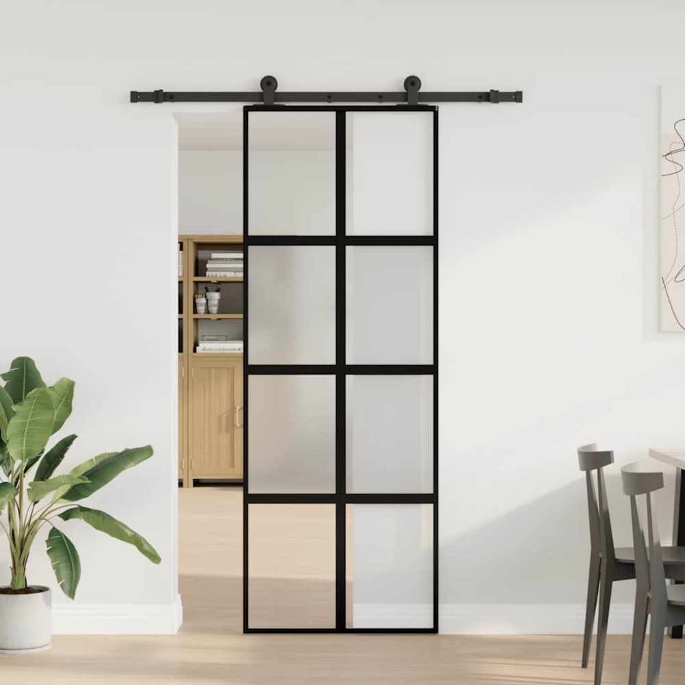 vidaXL Ușă glisantă cu set de feronerie sticlă temperată și aluminiu