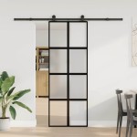 vidaXL Ușă glisantă cu set de feronerie sticlă temperată și aluminiu