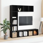 vidaXL Dulap pentru cărți 3 pcs Stejar Negru 36 x 30 x 143 cm vidaXL Dulap pentru cărți 3 pcs Stejar Negru 36 x 30 x 143 cm