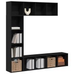 vidaXL Dulap pentru cărți 3 pcs Stejar Negru 36 x 30 x 143 cm vidaXL Dulap pentru cărți 3 pcs Stejar Negru 36 x 30 x 143 cm
