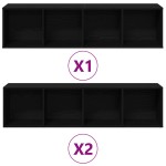 vidaXL Dulap pentru cărți 3 pcs Stejar Negru 36 x 30 x 143 cm vidaXL Dulap pentru cărți 3 pcs Stejar Negru 36 x 30 x 143 cm