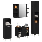vidaXL Set de mobilier pentru baie 4 pcs Negru 30 x 30 x 179.5 cm vidaXL Set de mobilier pentru baie 4 pcs Negru 30 x 30 x 179.5 cm