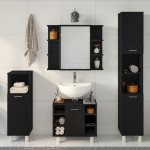 vidaXL Set de mobilier pentru baie 4 pcs Negru 30 x 30 x 179.5 cm vidaXL Set de mobilier pentru baie 4 pcs Negru 30 x 30 x 179.5 cm