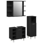 vidaXL Set de mobilier pentru baie 3 pcs Negru 30 x 30 x 99.5 cm