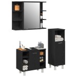 vidaXL Set de mobilier pentru baie 3 pcs Negru 30 x 30 x 99.5 cm