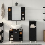 vidaXL Set de mobilier pentru baie 3 pcs Negru 30 x 30 x 99.5 cm