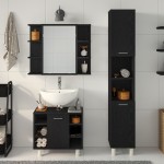 vidaXL Set de mobilier pentru baie 3 pcs Negru 30 x 30 x 179.5 cm