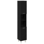 vidaXL Set de mobilier pentru baie 3 pcs Negru 30 x 30 x 179.5 cm