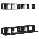 vidaXL Set comodă TV 4 pcs Stejar negru 100 x 30 x 30 cm Lemn compozit vidaXL Set comodă TV 4 pcs Stejar negru 100 x 30 x 30 cm Lemn compozit