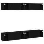 vidaXL Set comodă TV 4 pcs Stejar negru 100 x 30 x 30 cm Lemn compozit vidaXL Set comodă TV 4 pcs Stejar negru 100 x 30 x 30 cm Lemn compozit