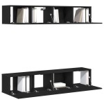 vidaXL Set comodă TV 4 pcs Stejar negru 80 x 30 x 30 cm Lemn compozit vidaXL Set comodă TV 4 pcs Stejar negru 80 x 30 x 30 cm Lemn compozit