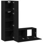 vidaXL Set comodă TV Pe perete 3 pcs Stejar negru 130.5 x 30 x 140 cm