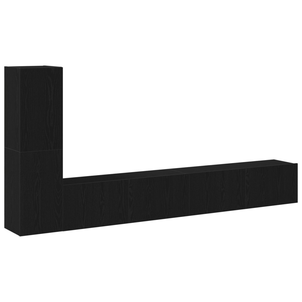 vidaXL Set mobilier TV 3 piese, montat pe perete, lemn de stejar negru