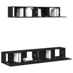 vidaXL Set comodă TV 4 pcs Stejar negru 100 x 30 x 30 cm Lemn compozit vidaXL Set comodă TV 4 pcs Stejar negru 100 x 30 x 30 cm Lemn compozit