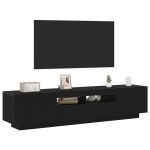Dulap TV vidaXL cu lumini LED, stejar negru, 180x35x40 cm, din lemn prelucrat Dulap TV vidaXL cu lumini LED, stejar negru, 180x35x40 cm, din lemn prelucrat