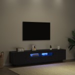 Dulap TV vidaXL cu lumini LED, stejar negru, 180x35x40 cm, din lemn prelucrat Dulap TV vidaXL cu lumini LED, stejar negru, 180x35x40 cm, din lemn prelucrat
