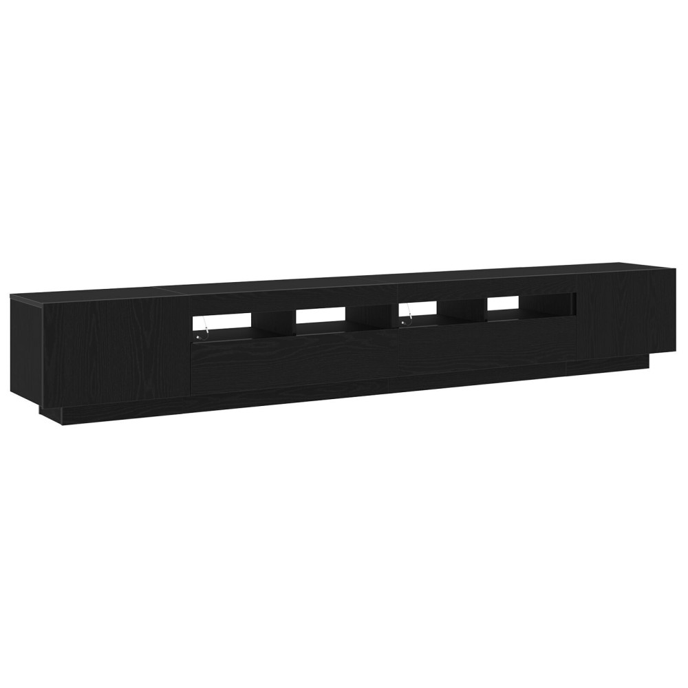 vidaXL Cabinet TV cu LED-uri Stejar Negru 260x35x40 cm Lemn prelucrat
