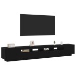 vidaXL Cabinet TV cu LED-uri Stejar Negru 260x35x40 cm Lemn prelucrat vidaXL Cabinet TV cu LED-uri Stejar Negru 260x35x40 cm Lemn prelucrat