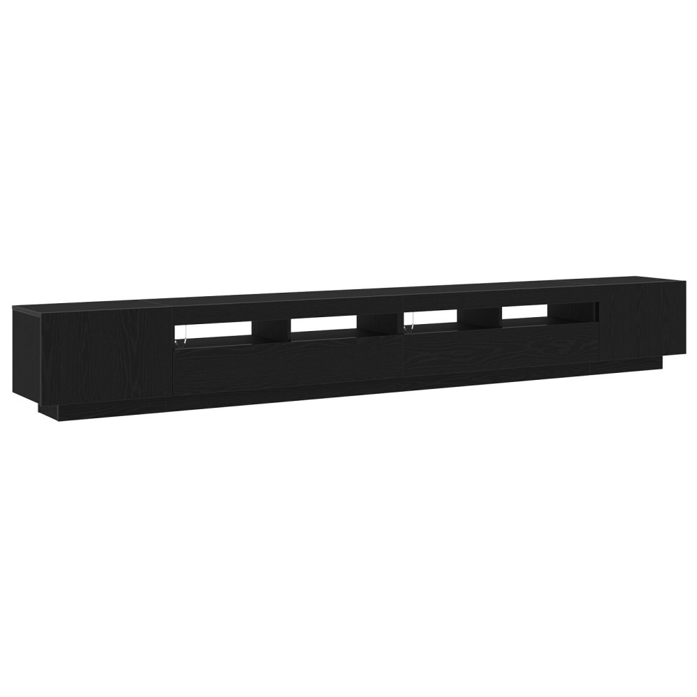 Cabinet TV vidaXL cu lumini LED, Stejar negru, 300x35x40 cm, Lemn compozit