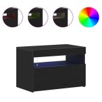 vidaXL Dulap de nopte cu lumini LED Stejar negru 60x35x40 cm Lemn proiectat vidaXL Dulap de nopte cu lumini LED Stejar negru 60x35x40 cm Lemn proiectat
