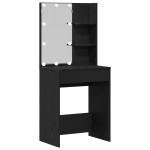 Set de masă de toaletă vidaXL cu LED din stejar negru din lemn ingineresc Set de masă de toaletă vidaXL cu LED din stejar negru din lemn ingineresc