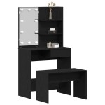 Set de mese de toaletă vidaXL cu LED - Stejar negru, Lemn prelucrat Set de mese de toaletă vidaXL cu LED - Stejar negru, Lemn prelucrat