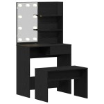Set de mese de toaletă vidaXL cu LED - Stejar negru, Lemn prelucrat Set de mese de toaletă vidaXL cu LED - Stejar negru, Lemn prelucrat